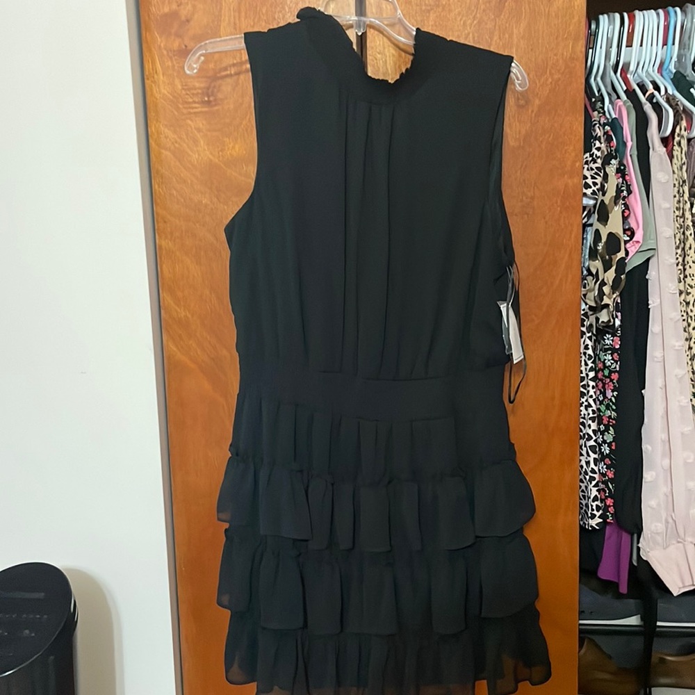 Nwt, black 1st state ruffle flouncy mini dress